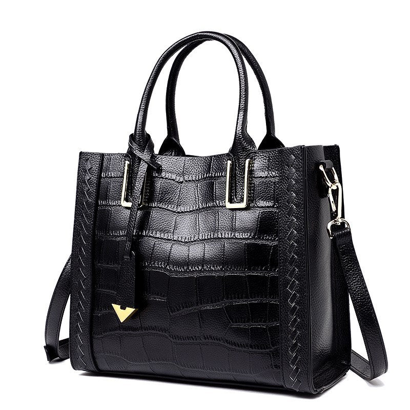 Sophie™ | Elegant Leather Handbag With Crocodile Motif