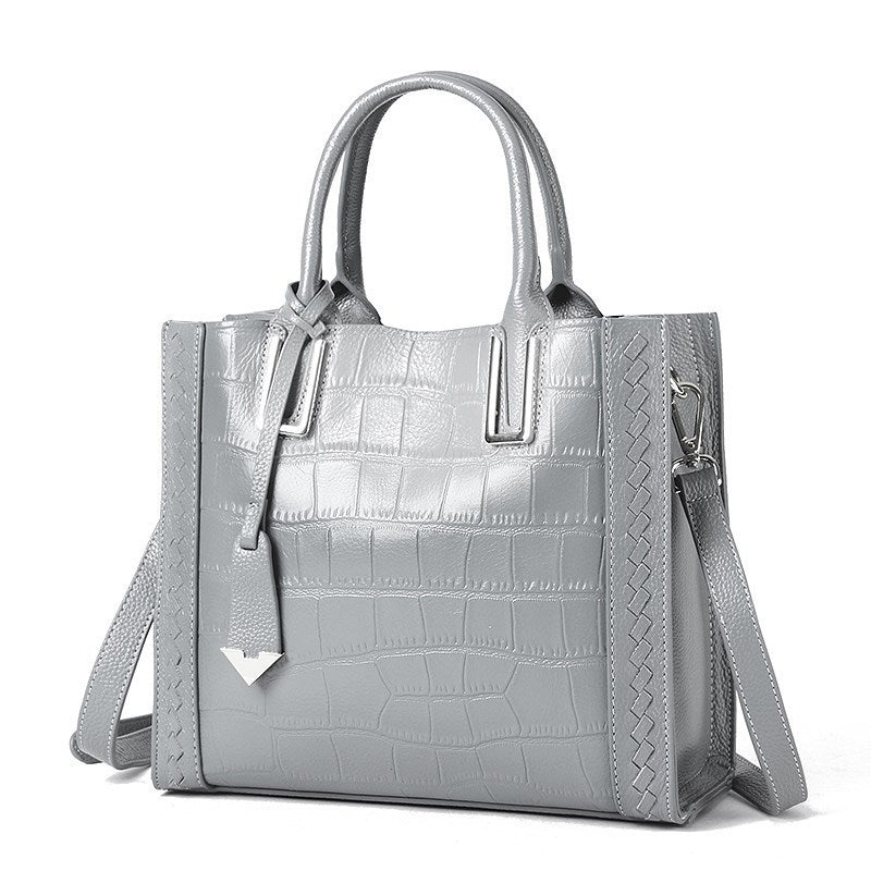 Sophie™ | Elegant Leather Handbag With Crocodile Motif