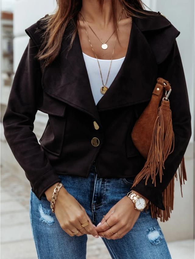 Eliza™ | Cozy Deerskin Lapel Button Jacket