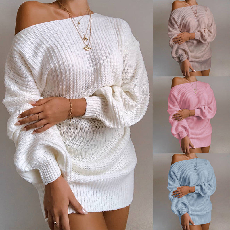 Luna™ | Elegant Off-shoulder Knitted Sweater Dress