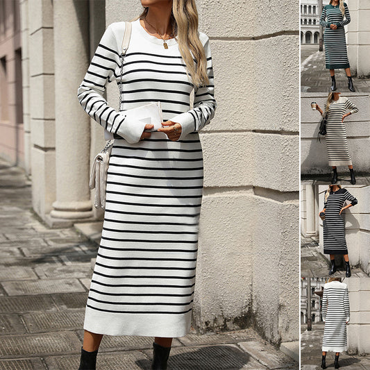 Livia™ | Trendy Striped Dress With Long Sleeves