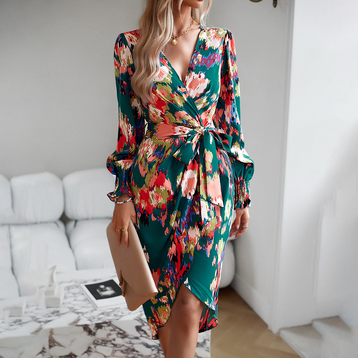 Mila™ | Printed V-neck Dress